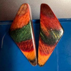 Wooden Triangular Stud Earrings